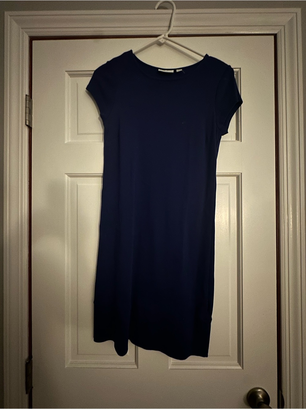 New York & Company Navy Cap-Sleeve Mini Dress
